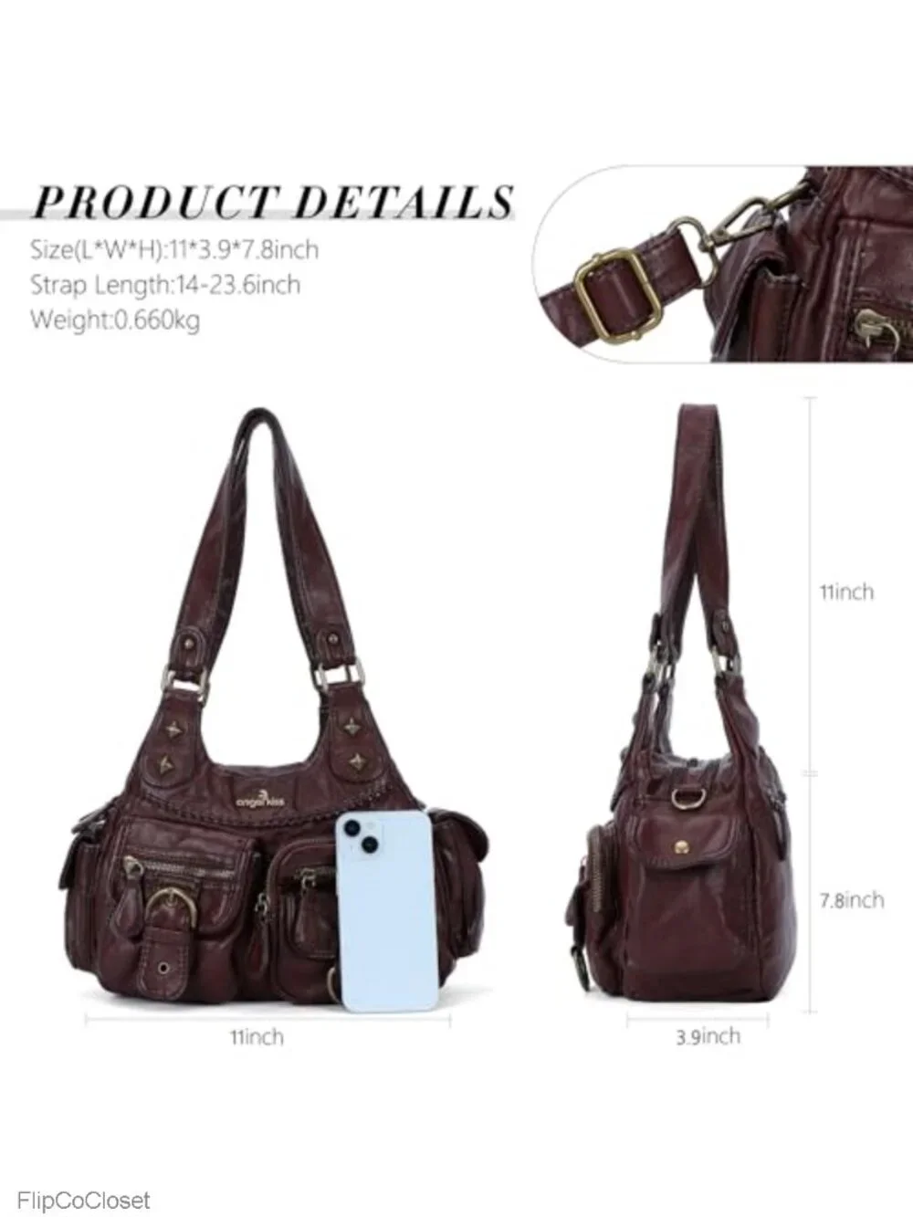 Faux Leather Hobo Shoulder Bag Vegan Leather Crossbody Purse